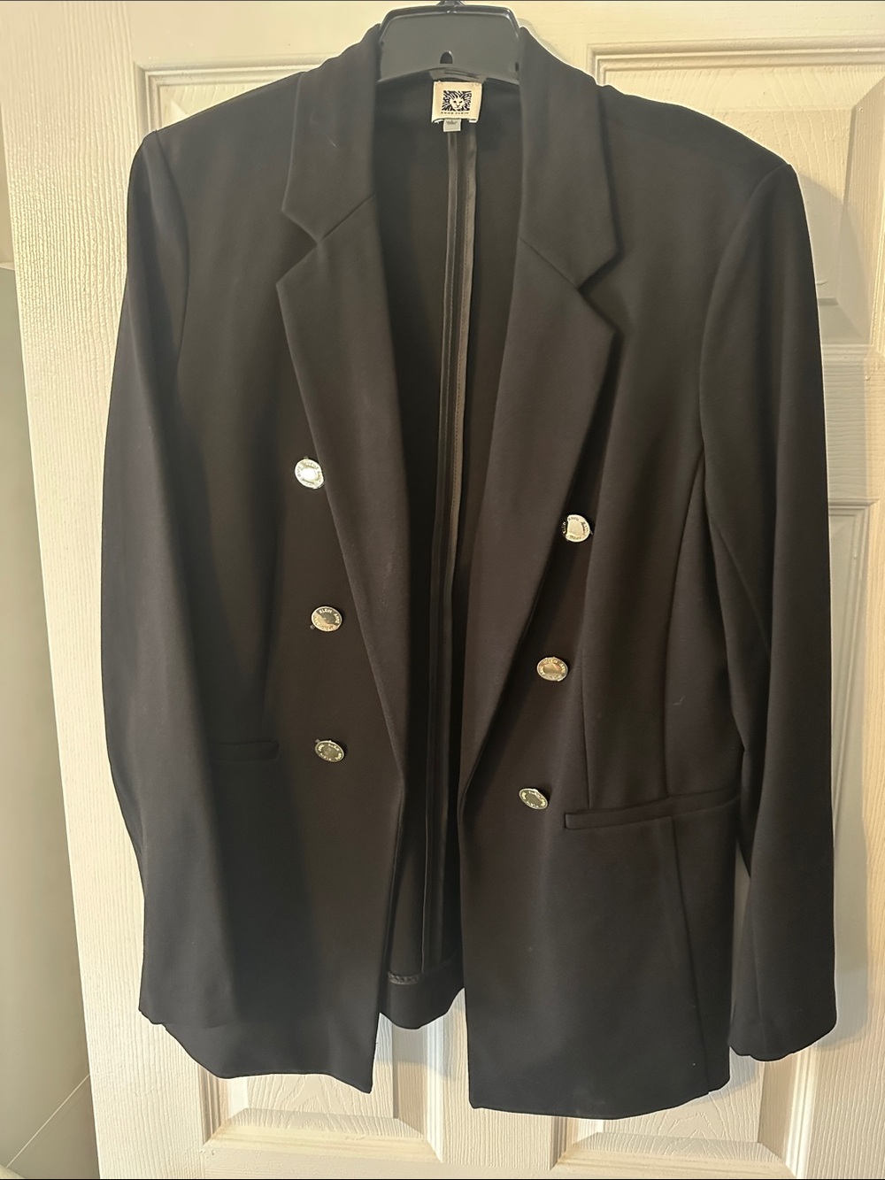 Anne Klein Black Double-Breasted Blazer with Gold Buttons